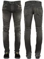 balmain slim-fit biker jeans fashion hole gray